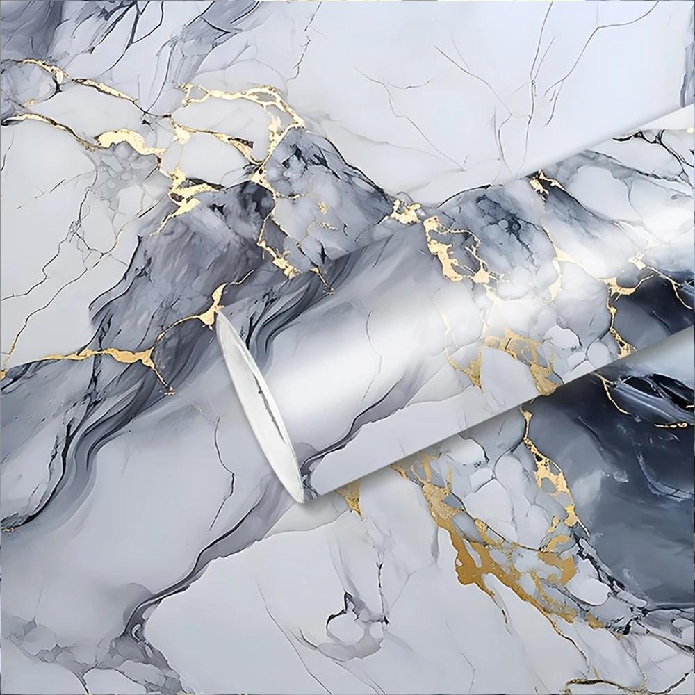 Kitchen Marble Wall Stickers Waterproof and Oil-proof Thick Stickers Stove Countertop Protective Film Self-adhesive Wallpaper