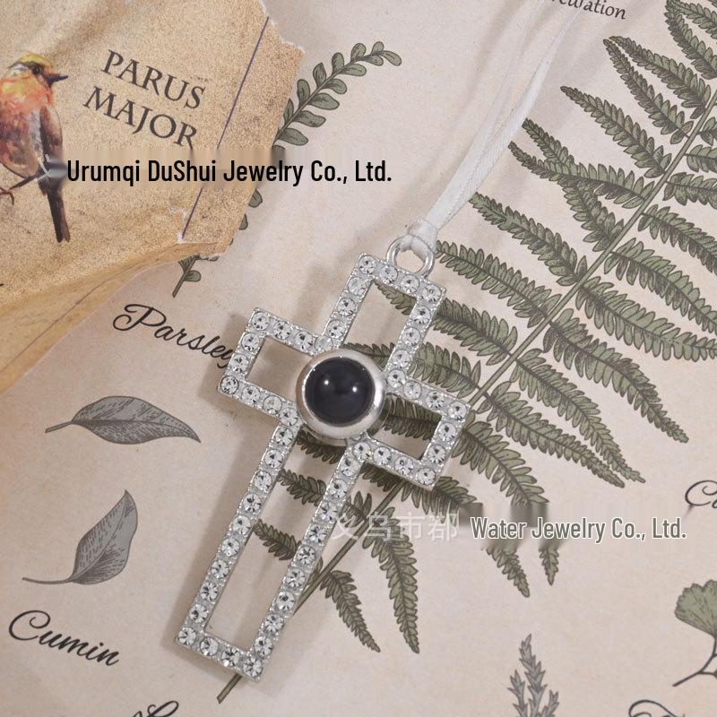 10mm Full Diamond Christmas Cross Pendant with Micro-carved Projection Color Picture