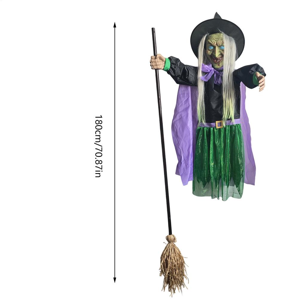 

Halloween Flying Witch Decor Flying Witch Decoration with Terrifying Sounds & Lights Large Hovering Witch Prop with Glowing Eyes