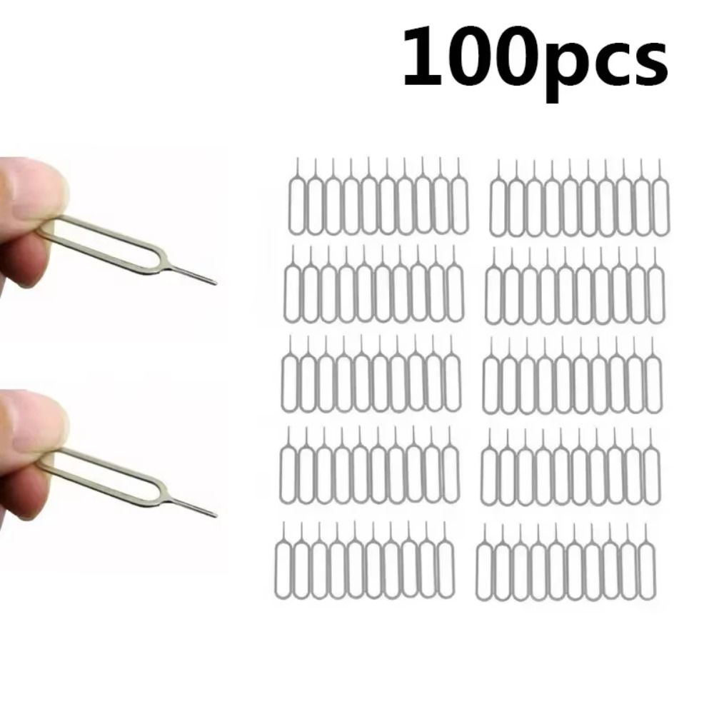 100Pcs Portable SIM Card Tray Ejector Pin Stainless Steel Ejecting Removal Needle Phone Key Tool