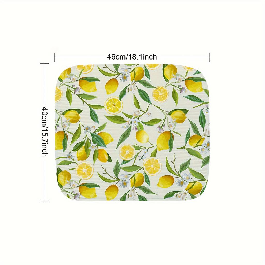 1Pcs Lemon Printed Rubber Drying Mat For Coffee Shop Kitchen Carpet Tableware Durable Diatom Mud Table Mat Pet Coffeeware Mat