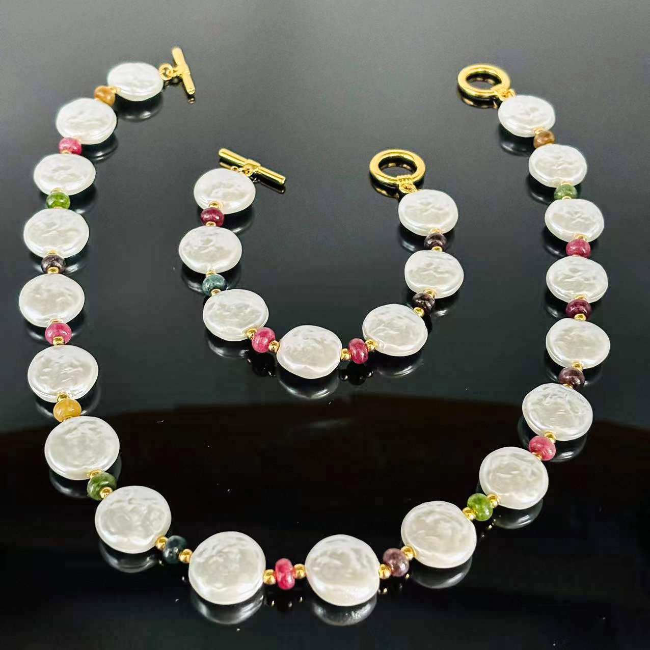 

Комплект ювелирных изделий с антикварным винтажным ожерельем из бисера в стиле барокко с сильной легкой текстурой имитирующим жемчуг