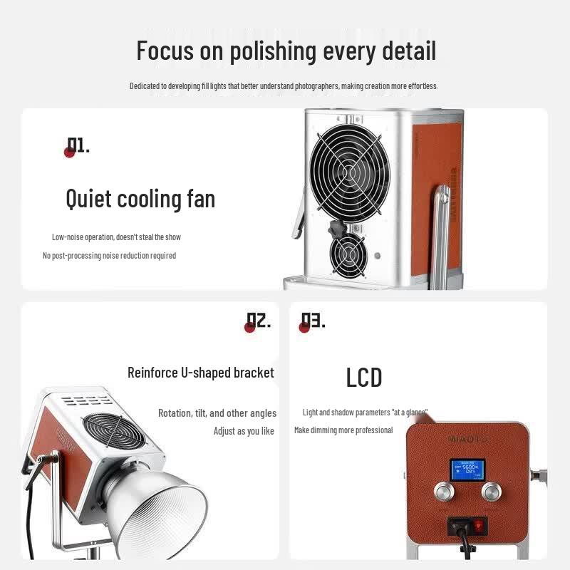 MiouTu 800W Dual Color Temp Retro Cowhide Photography & Live Stream Fill Light