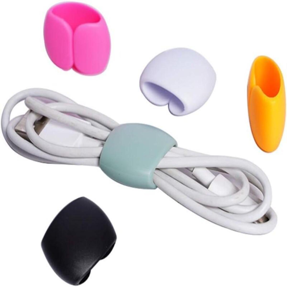 

Set of 12 high-quality, durable colored cable clips—a practical desktop cable organizer featuring cable storage functionality