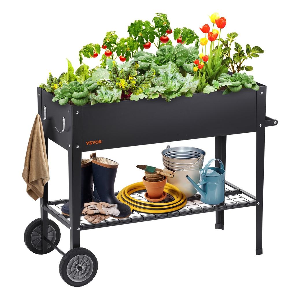 Raised Garden Bed, 42.5 X 19.5 X 31.5 Inch Galvanized Metal Planter Box, Elevated Outdoor Planting Boxes with Legs, for Growing