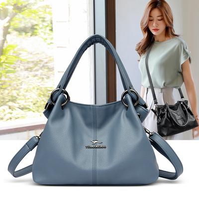 New Autumn and Winter Women's Handbag Luxury Soft Leather Women's Shoulder Bag Retro Solid Color Large Capacity Mother Bag