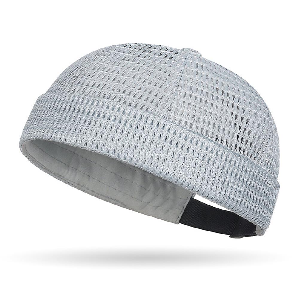 

New Mesh Breathable Brimless Melon Skin Hat Summer Ultra-Light Adjustable Docker Beanies Hat Outdoor Hip Hop Sailor Landlord Cap One Size світло-сірого кольору