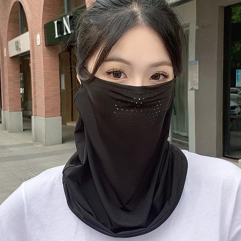 Sun Protection Mask for Women, New Model, Full Face and Neck Coverage, Cycling Sports Ear-Hanging Headscarf, Neck Protection, Ice Silk Neck Scarf