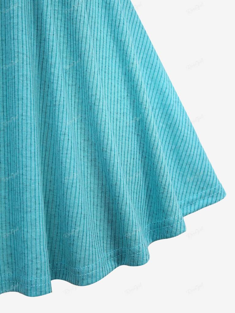 Rosegal Plus Size Rose Flower Print Mesh Ruffles Crystal Buckle Ribbed Textured Flare Sleeve 2 In 1 Top