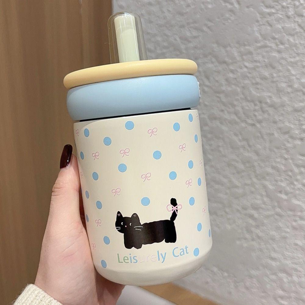 Cartoon Cat Vacuum Cup 500ML Water Mug Durable Thermal Water Bottle  Car Cup