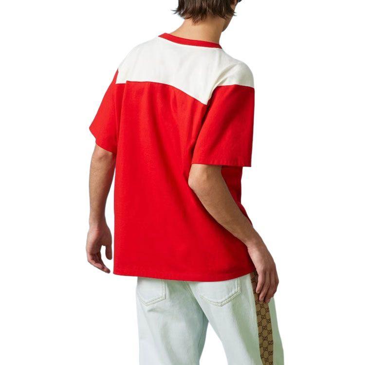 Gucci T Shirts Men's Red Crew Neck Moderate Straight Fit 756708-XJFWL-6362