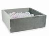Dry Ball Pit 600 Pieces 110x110x40 Velvet Gray: Light Pink Pearl, Light Blue Pearl, Opalescent, White