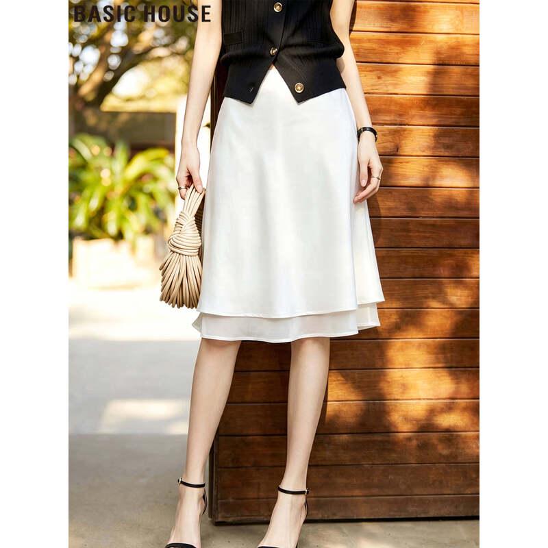 Basic House Women s High-Waist A-Line Skirt M