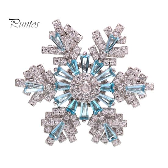 Holiday Party Jewelry Snowflake Brooch Pin for Women, Rhinestone Alloy Lapel Coat Embellishment Pin, Decorative Accessory Coats Sweaters Suits Dresses