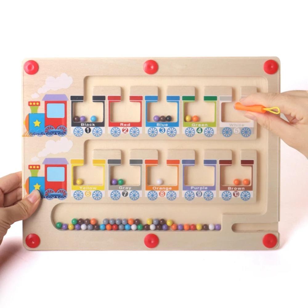 Children Montessori Toy Magnetic Pen Moving Ball Game Color Sorting Counting Board Fine Motor Training Sensory Educational Toys