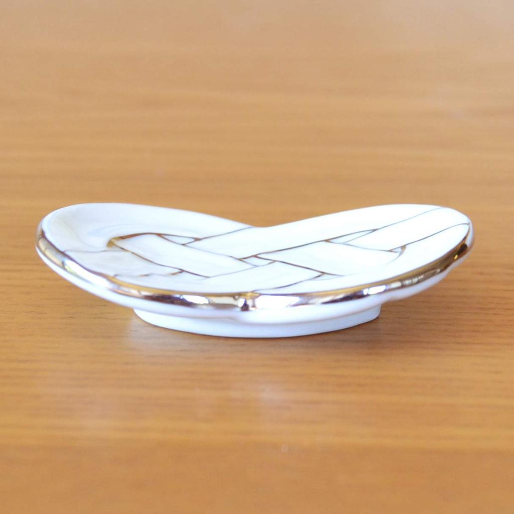 Chopstick Rest 5 Piece Set New Year Fashionable Cute Arita Ware Celebratory Knot Silver