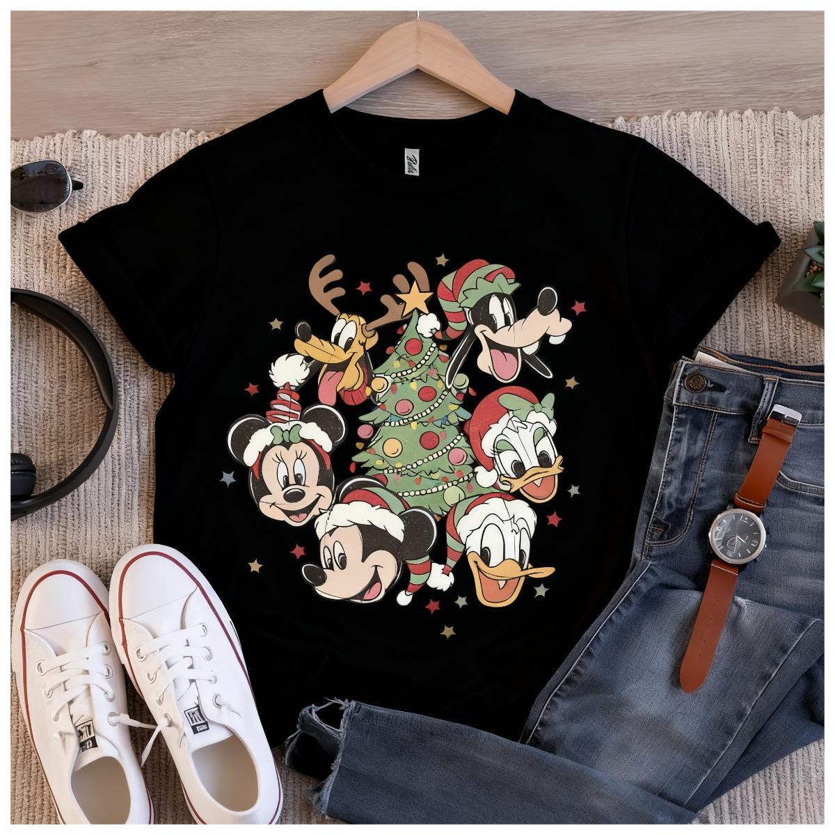 

Trendy Casual Vintage Mickey Mouse Plaid Shirt Vacation Tshirt All Season Cotton Street Style Harajuku Style Unisexs S
