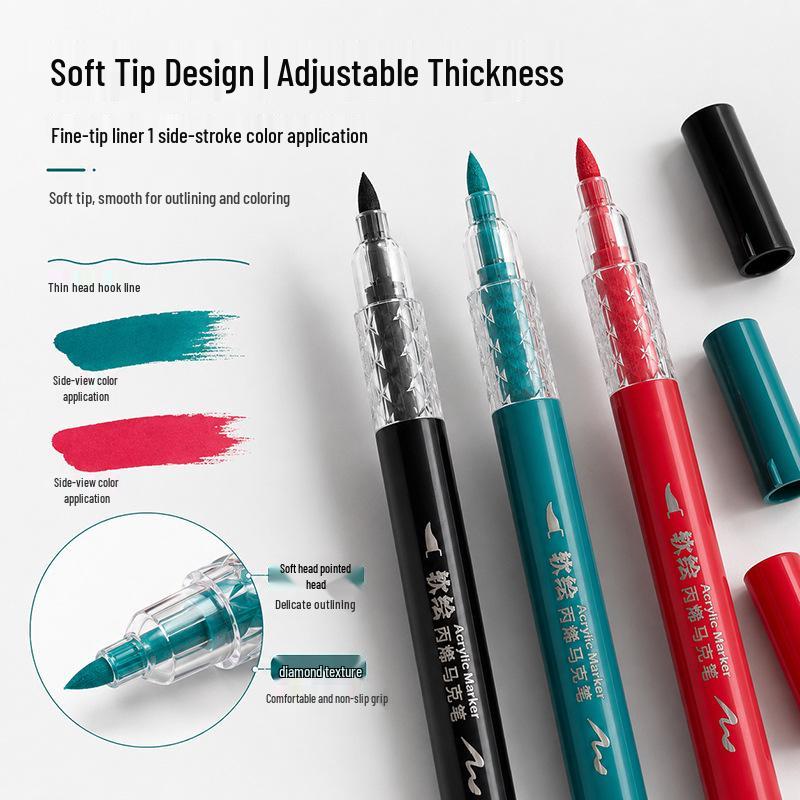 Washable Soft Tip Acrylic Marker Pen - Non-Bleeding, Stackable, Ideal for Students and Graffiti Art