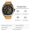 Fashion Sports Luminous Shaped Watch For Men Quartz Wristwatches Waterproof Skeleton Dial Leather Watches