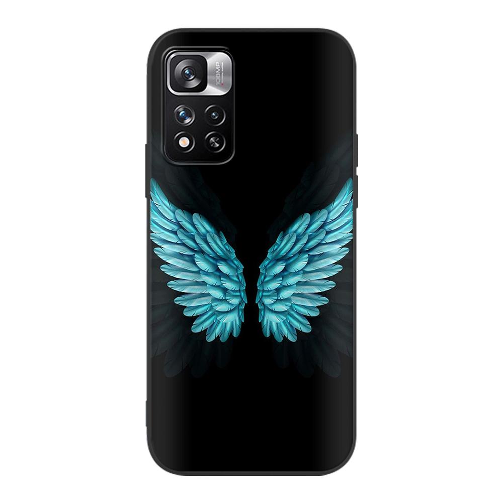 Fashion Angel Wings Case for Xiaomi Redmi Note 9S 9 8 10 11 Pro 9C 9A 7 8T 7A 8A 6A 6 10S Black Soft Silicone Phone Cover Coque