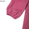 ZANZEA Women Casual Doll Collar Solid Color 3/4 Sleeve Loose Blouse