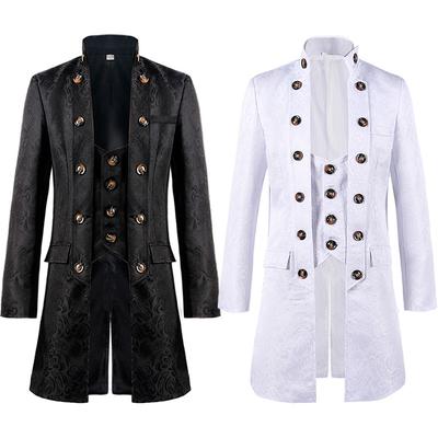 Herren Steampunk Gothic Frack Trenchcoat Mittelalter Weihnachten Vintage Kleidung Victoria Uniform Halloween Kostüm Smoking