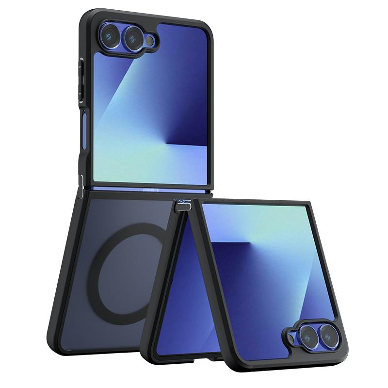 Transparent Hinge Fold Magnetic Phone Case for Samsung Galaxy Z Flip 7 FE 6 5 4 Wireless Charging Shockproof Protect Back Cover