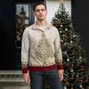 Men's Christmas Cotton Pullover Long Sleeve Outdoor Shirt Vintage Corduroy Button Stand Collar Shirt Casual Sweatshirt Christmas Print Top