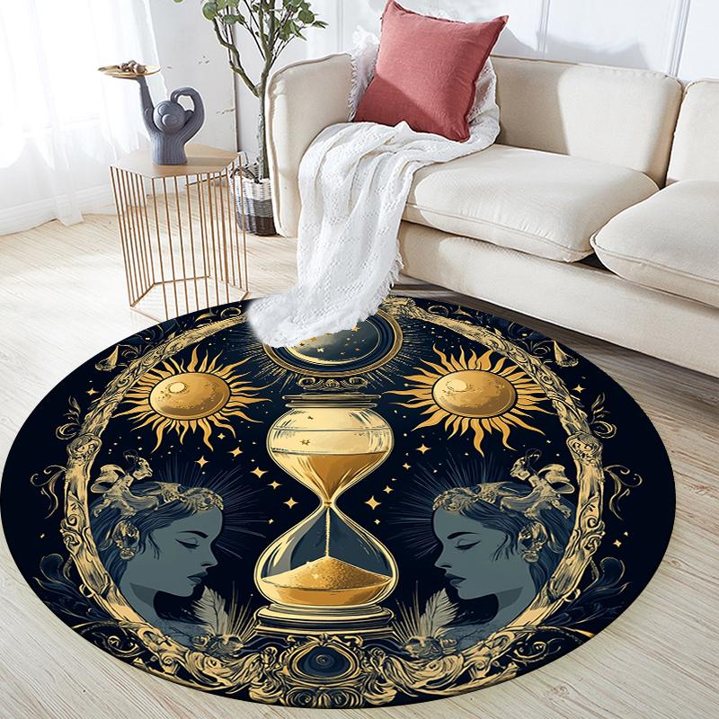 Celestial Elements pattern round rug,Carpet Rug for Living Room Bedroom Sofa Playroom Decor,Non-slip Floor Mat,Holiday Gifts and Birthday Gifts.