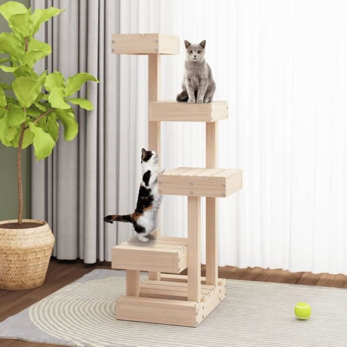 VidaXL Cat Tree 45.5x49x103 Cm Solid Pine Wood 824648