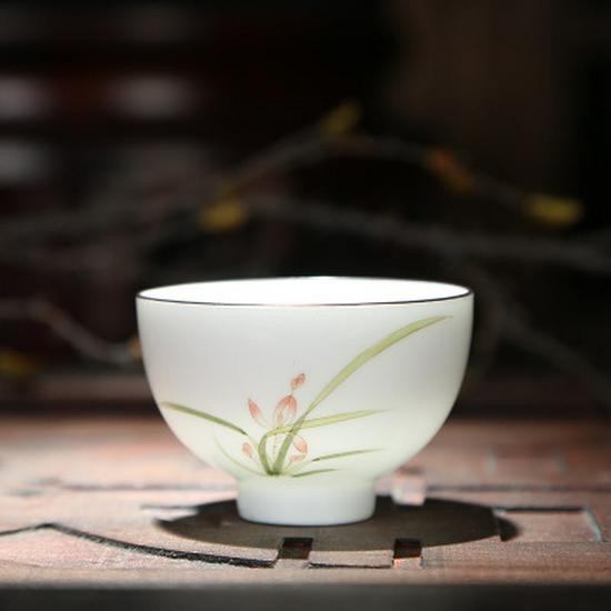 Hand-Painted White Porcelain Gongfu Tea Tasting Cup Gift Set