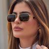 VinGold Metal Thin Frame Hexagon Sunglasses Women Hollow Triangle Decor UV400 Black Lens Y2K Street Shades