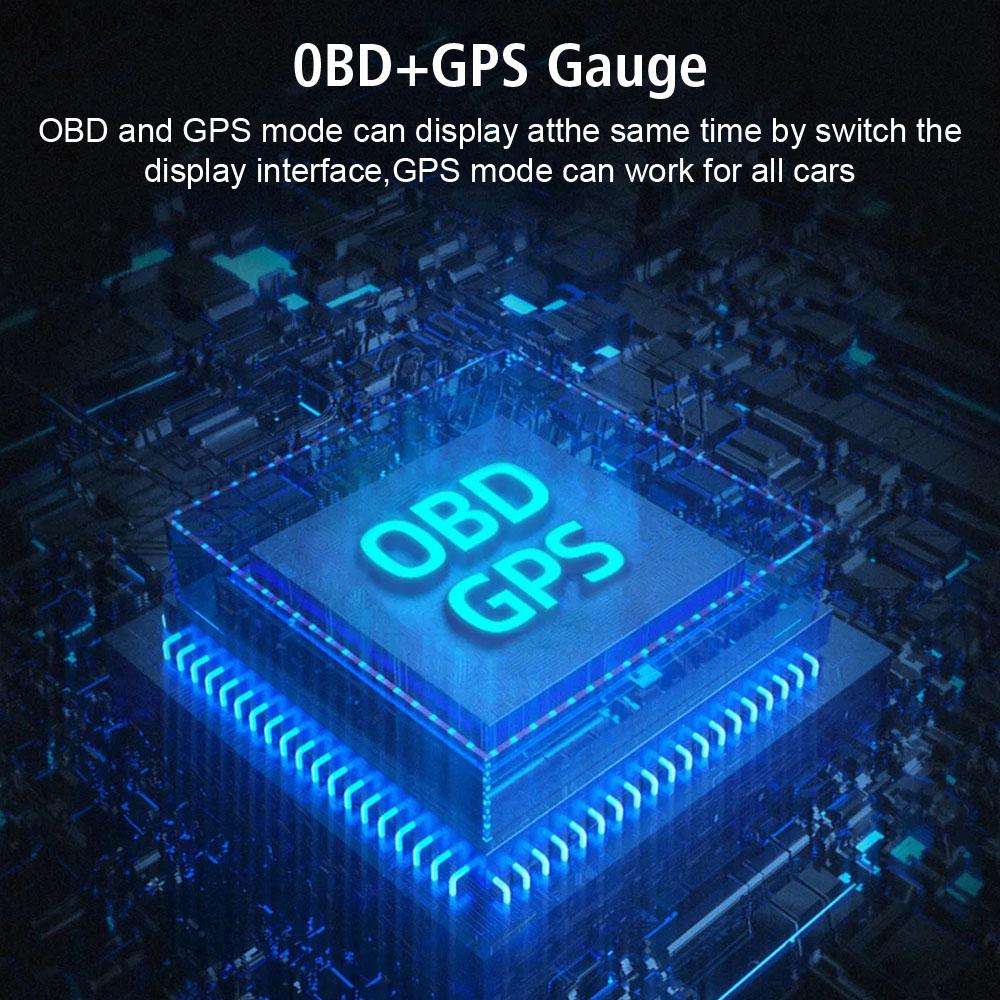 Car OBD2 Head Up Display OBD 2 HUD BeiDou GPS Altitude Clock Speed Oil Temp Meter Speedometer HD Screen Alarm Auto Accessories