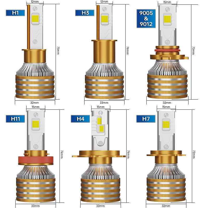 2Pcs Super Bright Headlight H4 9005 9012 H1 H3 H7 H11 Hi/Lo Beam LED Bulbs 6500K White Auto Light DRL Lamp Car Head Lamps
