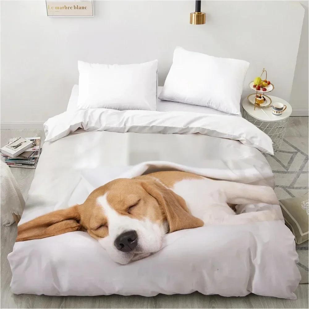 Animal Lie Down Dog Pet Bedding Set Boys Girls Twin Queen Size Duvet Cover Pillowcase Bed Kids Adult Fashion Home Textileextile