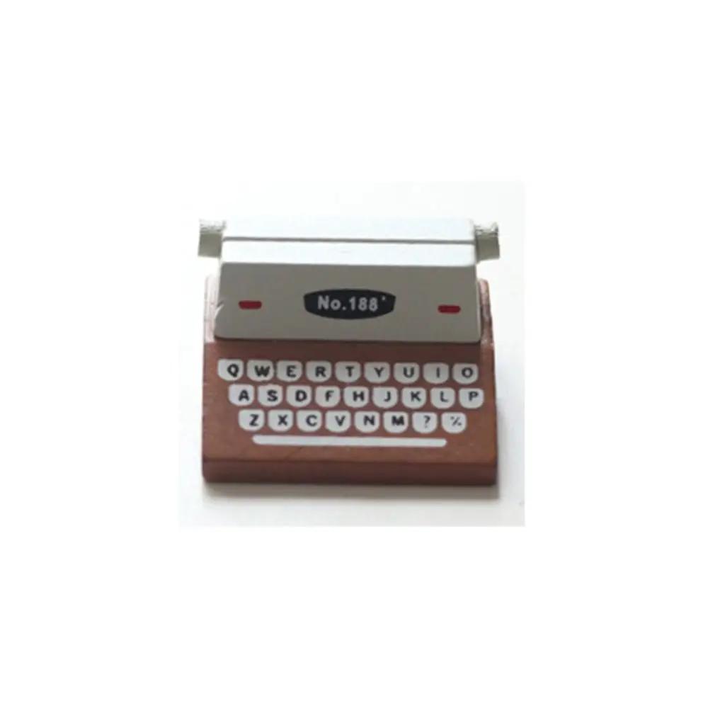 Miniature Message Holder Exquisite Vintage Sticky Note Holder Wooden Handmade Typewriter shaped Message Folder