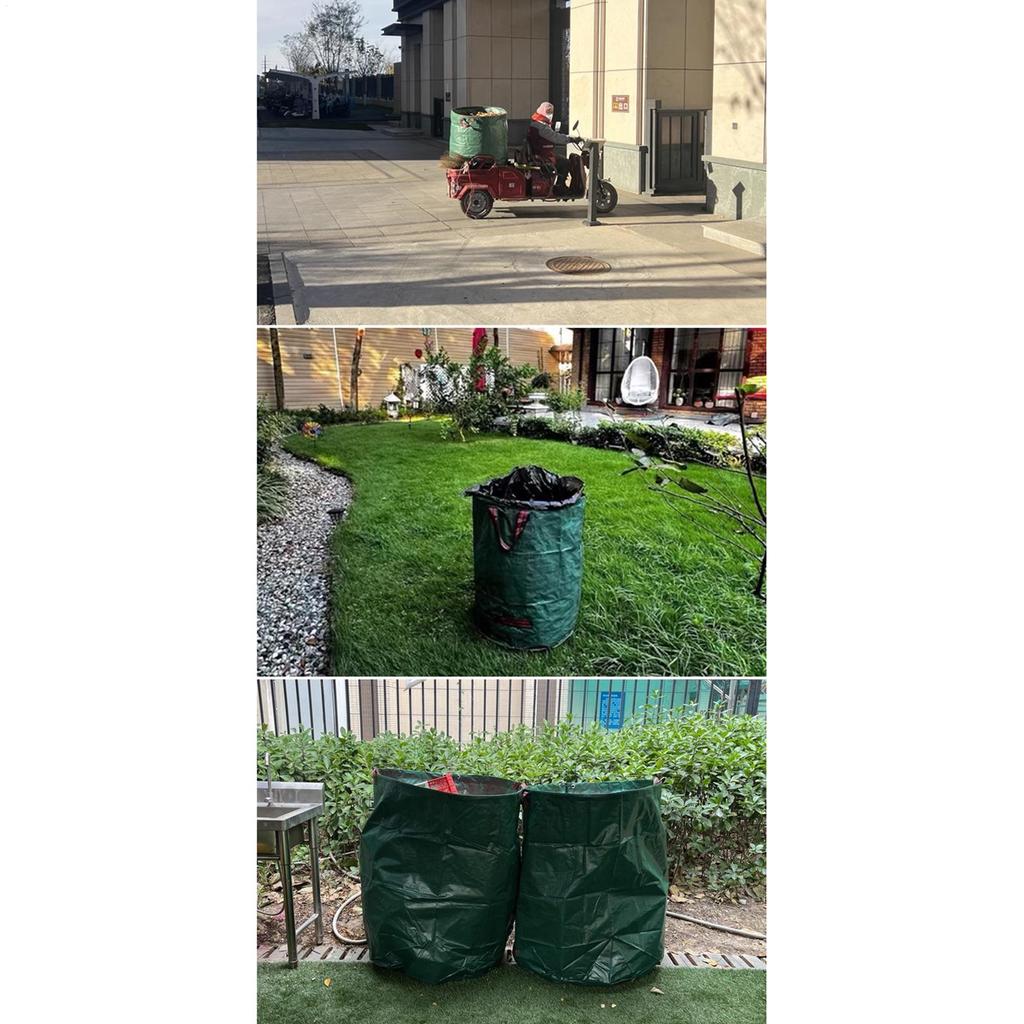 Yard Waste Bag Foldable Double Handles Reinforced Leaves Collection Bag Reusable for Garage Beach Backyard Park Playground