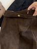 Plus Size Retro Coffee Suede Asymmetrical A-Line High Waist Skirt - Women's Spring/Autumn, Hip-Hugging Short Style.