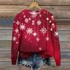 Women's Christmas Printed Casual Fashion Long Sleeve Round Neck Pullover Top