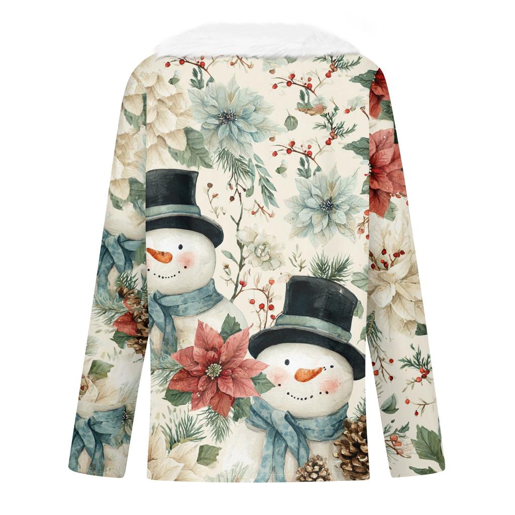 Camicie a Maniche Lunghe da Donna Magliette Carine Stampe Natalizie Magliette Bluse Casual Taglie Forti Top Basic Pullover