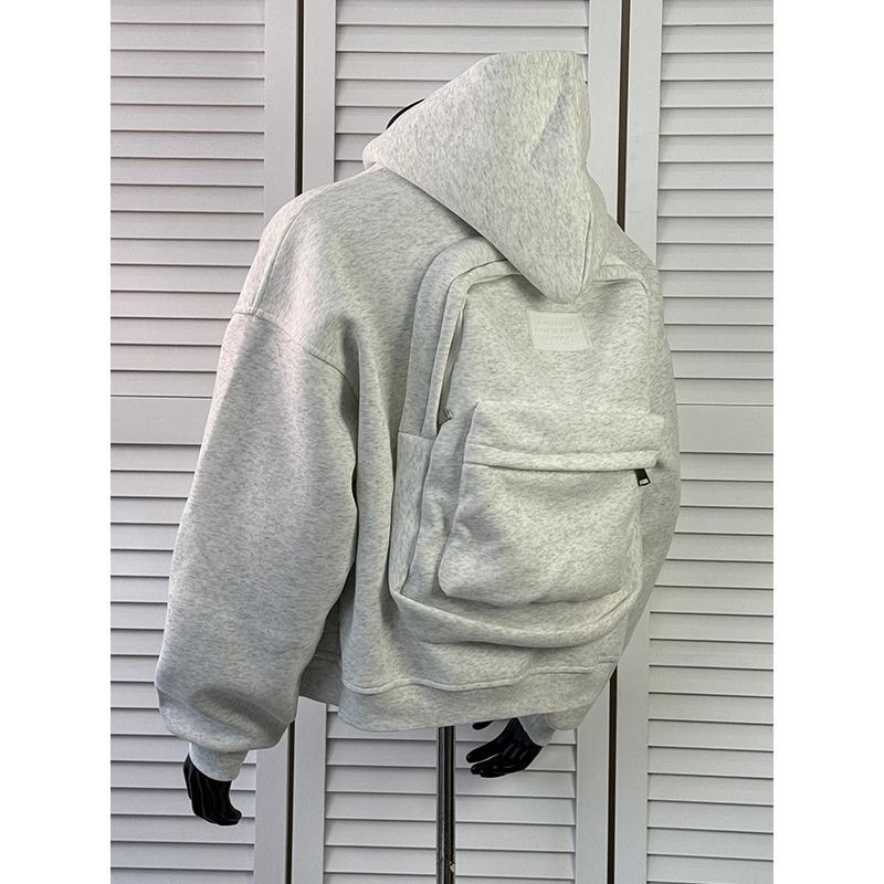 2026 Herr 3D Ryggsäck Cardigan Huvtröja - Vår/Höst Casual Kort Jacka