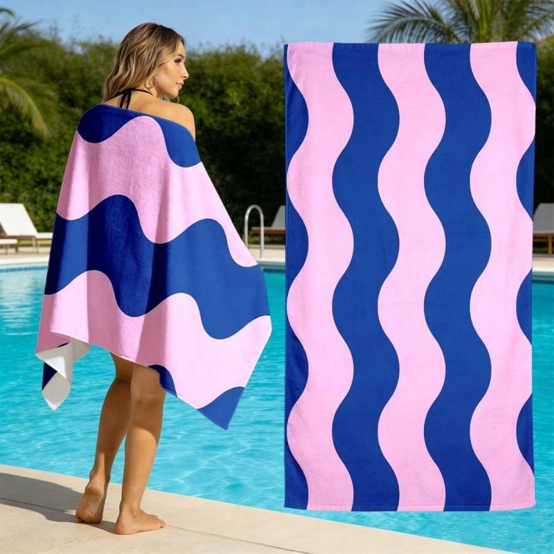 Gradient Blue Palm Tree Silhouette Star Sky Print Microfiber Beach Towel Tropical Seaside Quick Dry Bath Towel
