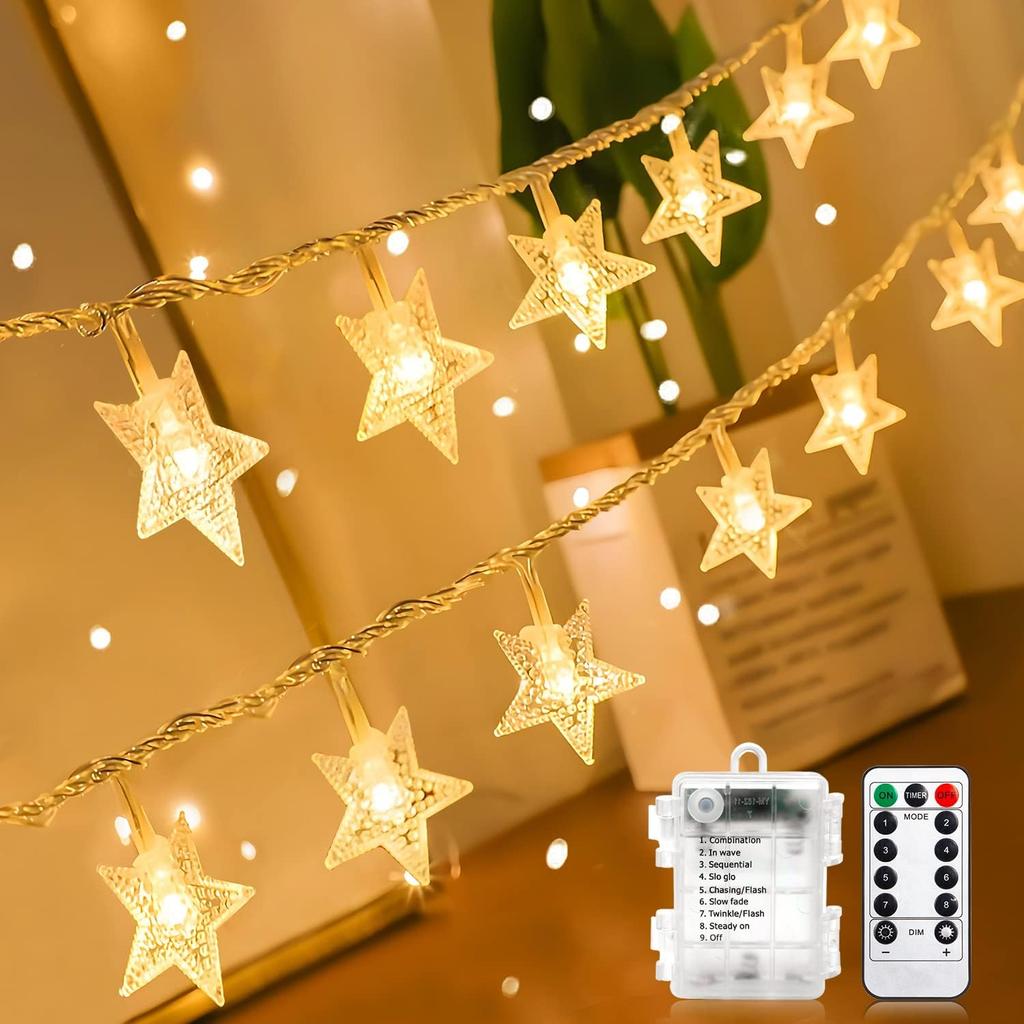 ANJAYLIA 20 LED Star Lights, 10FT Battery Operated Fairy Light, Warm White | Battery Powered Fairy Light for Indoor & Outdoor, Battery String Light