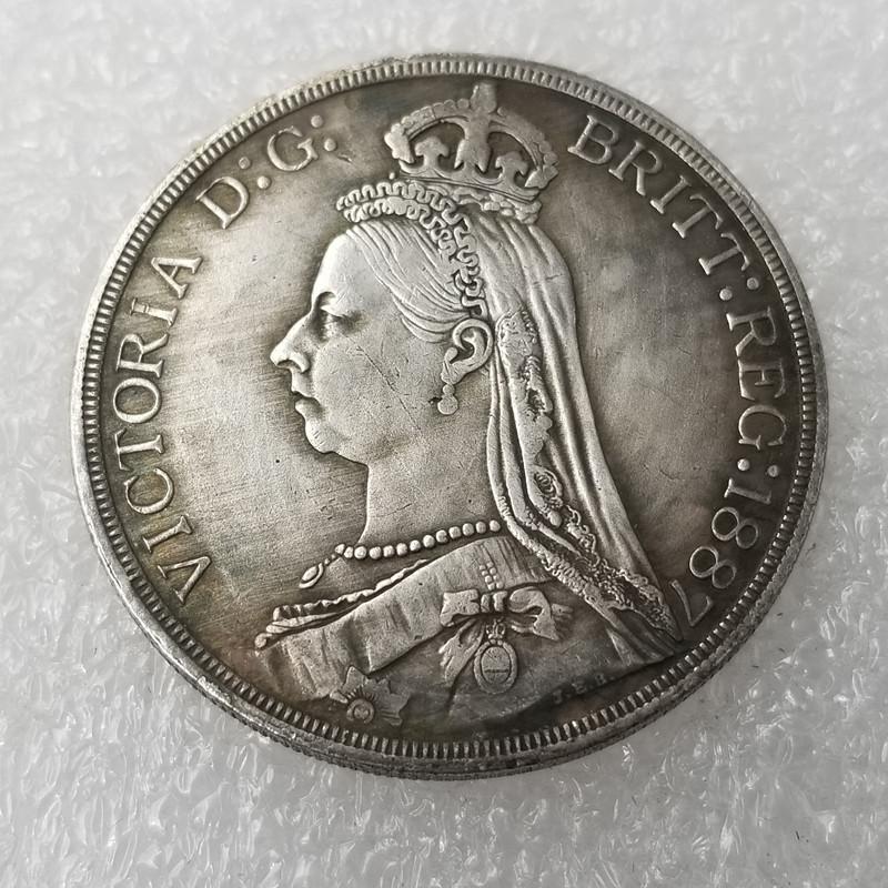Uk Vintage 1887 Commemorative Coin Brass Silver Plated Collectible Gift For Ceremony