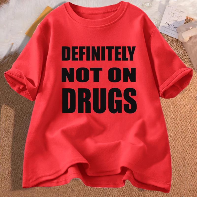 Trička Definitely Not on Drugs Bavlna Krátký rukáv Vtipné tričko Pánské Ležérní Oversized Pánské Oblečení Streetwear Párty Klubová Trička