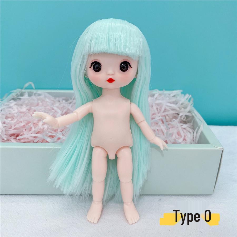 8-Inch 17cm Nude BJD Doll with 3D Real Eyes, 13 Joints, Makeup, Dress-Up Options