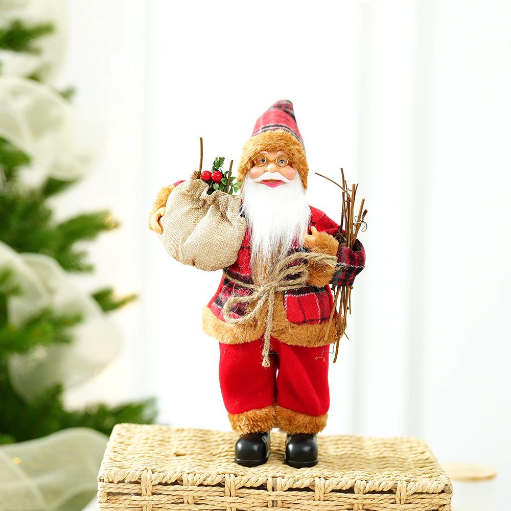 30cm Cute Santa Claus Doll Standing Santa Claus Statue 2025 Xmas Tree Ornament Christmas Decor Home Navidad Gift New Year 2026