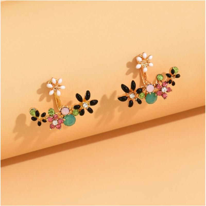 Süße OL Blitz Diamant Bunte Blume Persönlichkeit Damen Ohrstecker