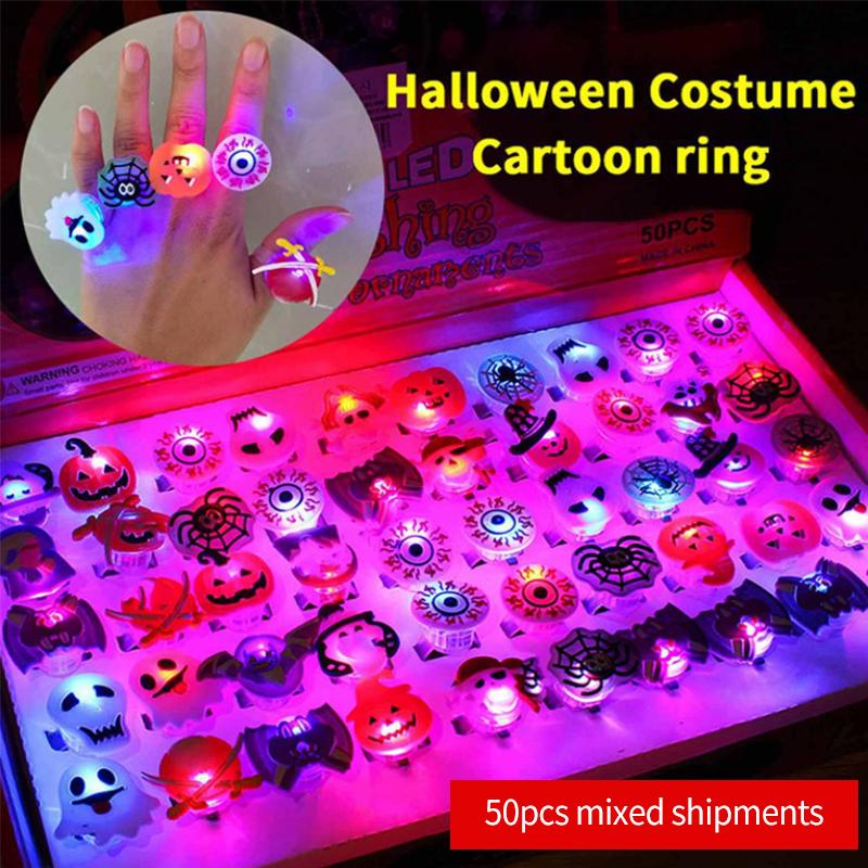 10/50Pcs Glowing Pumpkin Ghost Bracelet Rings Kids Night Toys Halloween Party Favor Kids Gifts Festival Carnival Giveaways
