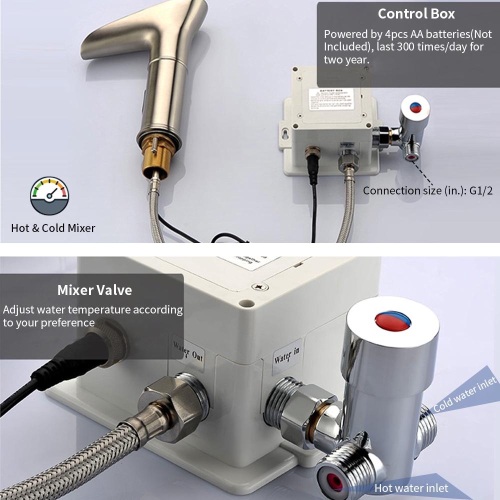 G1//2 Hot Cold Water Mixing Valve Automatic Sensor Touchless Faucet Thermostatic Mixer Temperature Control Valve